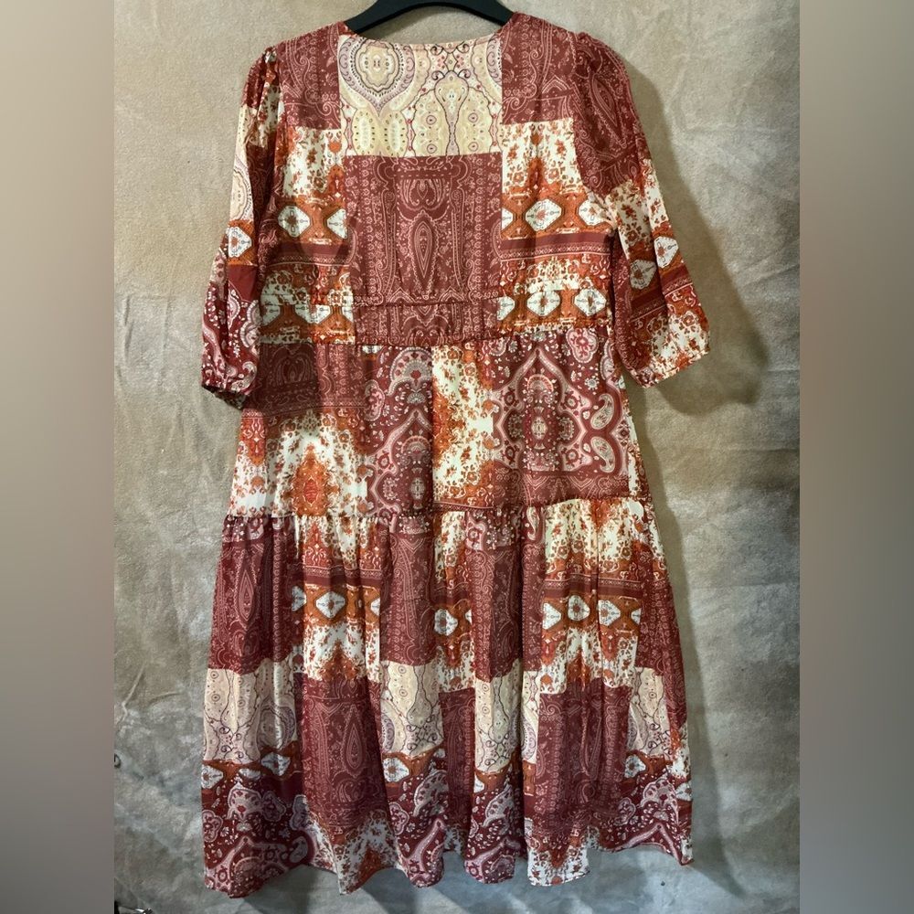 Bohemian Patchwork Dress-Large - Picture 5 of 9